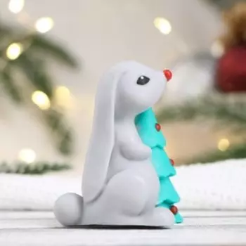 Фигурное мыло "Заяц с елкой" серый, 85гр