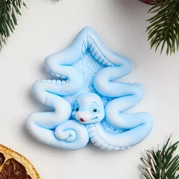 Фигурное мыло «Змейка Ёлочка» синяя на белом, 40 г