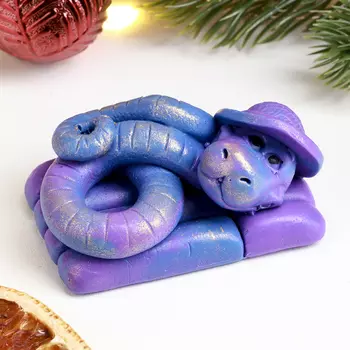 Фигурное мыло "Змея Турист" синий с позолотой