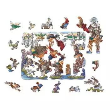 Фигурный деревянный пазл «Дедушка Мазай и зайцы»