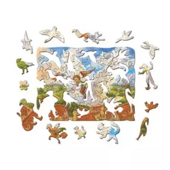 Фигурный деревянный пазл «Нильс и дикие гуси»