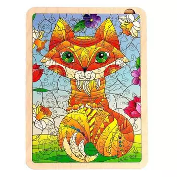 Фигурный пазл в рамке «Лисица» 66 деталей