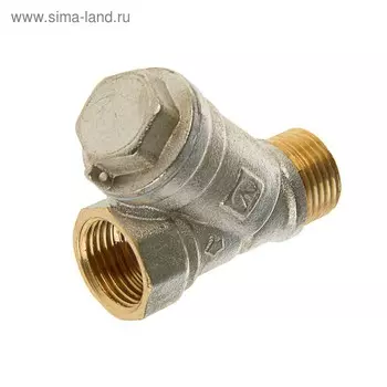 Фильтр грубой очистки Valtec, 1/2", внутренняя/наружная резьба, никелированный, латунь