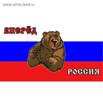 Флаг прямоугольный "Вперед Россия" Медведь, 180х311 мм
