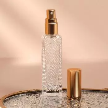Флакон для парфюма «Прозрачный узор», с распылителем, 15 мл, цвет золотистый