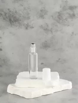 Флакон стеклянный для парфюма, с роликом, 10 мл, цвет прозрачный/белый