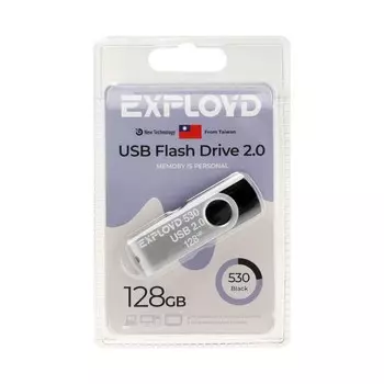 Флешка Exployd 530, 128 Гб, USB2.0, чт до 15 Мб/с, зап до 8 Мб/с, чёрная