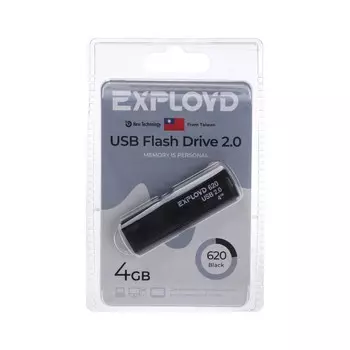 Флешка Exployd 620, 4 Гб, USB2.0, чт до 15 Мб/с, зап до 8 Мб/с, чёрная