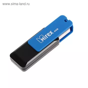 Флешка Mirex CITY BLUE, 4 Гб, USB2.0, чт до 25 Мб/с, зап до 15 Мб/с, цвет черный-синий