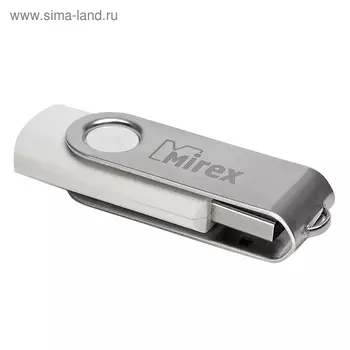 Флешка Mirex SWIVEL WHITE, 8 Гб, USB2.0, чт до 25 Мб/с, зап до 15 Мб/с, белая