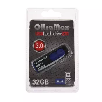 Флешка OltraMax 270, 32 Гб, USB3.0, чт до 70 Мб/с, зап до 20 Мб/с, синяя