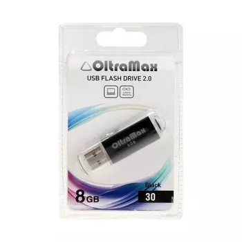 Флешка OltraMax 30, 8 Гб, USB2.0, чт до 15 Мб/с, зап до 8 Мб/с, чёрная
