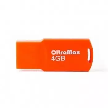 Флешка OltraMax, 4 Гб, USB 2.0, чт до 20 Мб/с, зап до 10 Мб/с, оранжевая