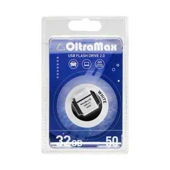 Флешка OltraMax 50, 32 Гб, USB2.0, чт до 15 Мб/с, зап до 8 Мб/с, белая