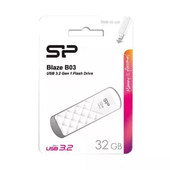Флешка Silicon Power Blaze B03, 32 Гб, USB 3.0, белая
