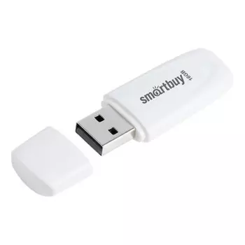 Флешка Smartbuy 016GB2SCW, 16 Гб, USB2.0, чт до 15 Мб/с, зап до 12 Мб/с, белая