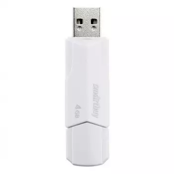 Флешка Smartbuy 4GBCLU-W, 4 Гб, USB2.0, чт до 25 Мб/с, зап до 15 Мб/с, белая