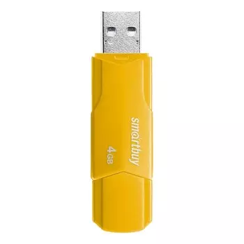 Флешка Smartbuy 4GBCLU-Y, 4 Гб, USB2.0, чт до 25 Мб/с, зап до 15 Мб/с, желтая