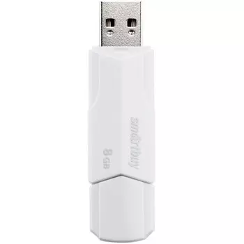 Флешка Smartbuy 8GBCLU-W, 8 Гб, USB2.0, чт до 25 Мб/с, зап до 15 Мб/с, белая