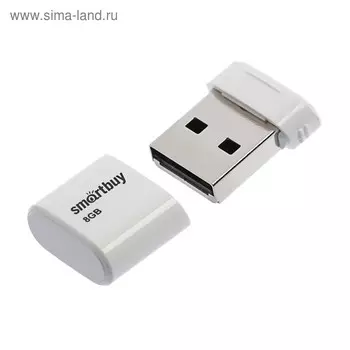 Флешка Smartbuy Lara, 8 Гб, USB2.0, чт до 25 Мб/с, зап до 15 Мб/с, белая