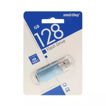 Флешка Smartbuy V-Cut, 128 Гб, USB 3.0, чт до 75 Мб/с, зап до 25 Мб/с, синяя