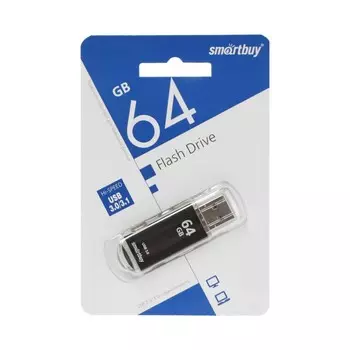 Флешка Smartbuy V-Cut, 64 Гб, USB 3.0, чт до 75 Мб/с, зап до 25 Мб/с, черная