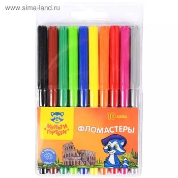 Фломастеры 10 цветов «Мульти-Пульти. Енот в Италии», смываемые