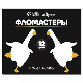 Фломастеры 12 цветов Calligrata «Goose Bumps», классические, картонный пенал