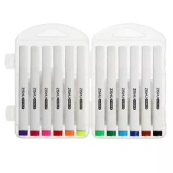 Фломастеры 12 цветов, корпус треугольный, с печатями, в пластиковой коробке