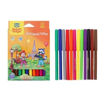 Фломастеры 12 цветов «Мульти-Пульти. Енот во Франции», смываемые