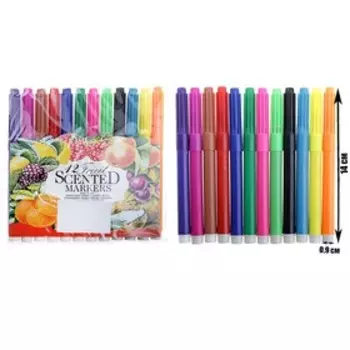 Фломастеры 12 цветов, толстые, вентилируемый колпачок, МИКС