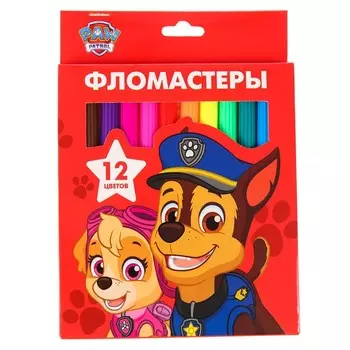 Фломастеры, 12 цветов, в картонной коробке, Paw Patrol