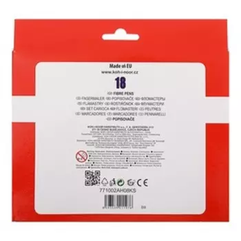 Фломастеры 18 цветов Koh-I-Noor 1002/18 смываемые, трёхгранные, картонная упаковка, европодвес