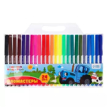 Фломастеры, 24 цвета, Синий трактор