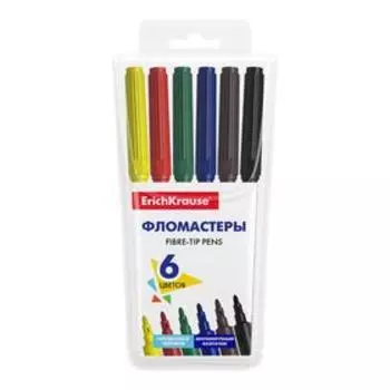 Фломастеры 6 цветов ErichKrause Basic, вентилируемый колпачок