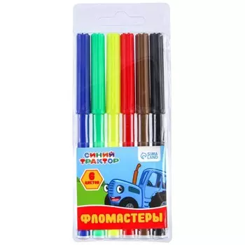 Фломастеры 6 цветов, «Синий трактор»