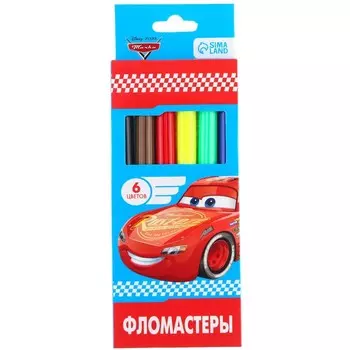 Фломастеры 6 цветов, в картонной коробке, «Тачки»