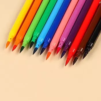 Фломастеры 12 цветов, с кистью, «Минни Маус и единорог»