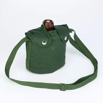 Фляжка армейская походная «Аdventure» 1 л для воды, с котелком, металл, зелёный чехол