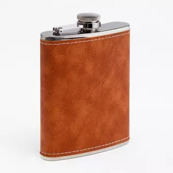 Фляжка Мастер К, 240 мл, подарочная, армейская, 8 oz, нержавеющая сталь, коричневая