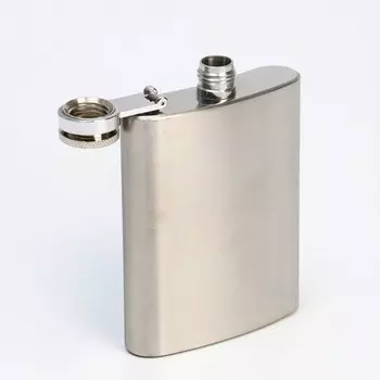 Фляжка Мастер К, 90 мл, подарочная, армейская, 3 oz, нержавеющая сталь, серебристая