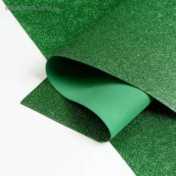 Фоамиран глиттерный 1,8 мм (Зеленый) 60х70 см