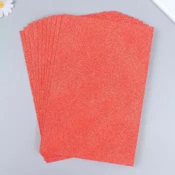 Фоамиран глиттерный 2 мм 20х30 см, коралловый