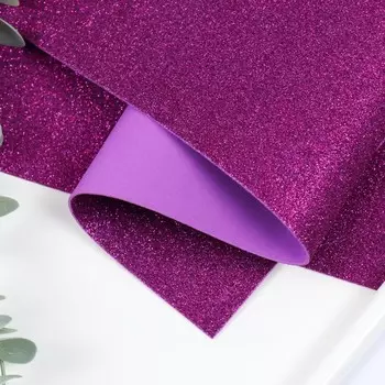Фоамиран глиттерный 2 мм, 50х50 см, фиолетовый
