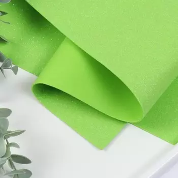 Фоамиран глиттерный 2 мм, 50х50 см, фисташковый