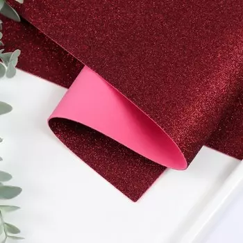 Фоамиран глиттерный 2 мм, 50х50 см, красный