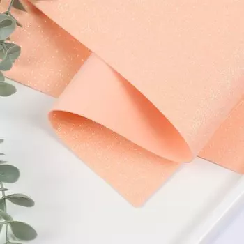 Фоамиран глиттерный 2 мм, 50х50 см, персиковый