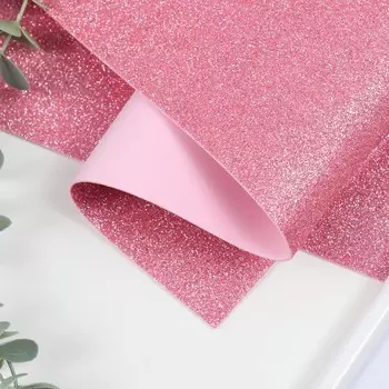 Фоамиран глиттерный 2 мм, 50х50 см, розовый