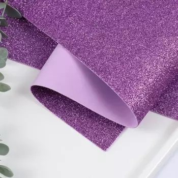 Фоамиран глиттерный 2 мм, 50х50 см, сиреневый