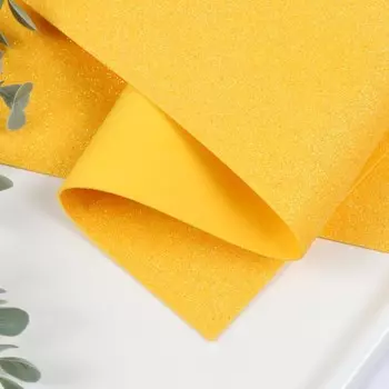 Фоамиран глиттерный 2 мм, 50х50 см, жёлтый